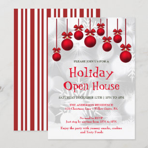 Invitación de vacaciones con ornamentos de Navidad