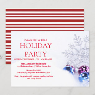 Invitación de vacaciones con ornamentos de Navidad