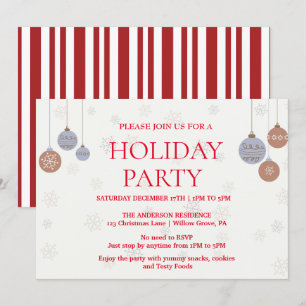 Invitación de vacaciones con ornamentos de Navidad