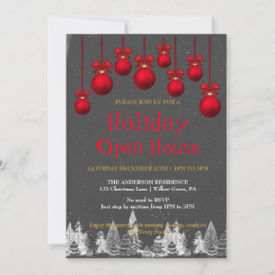 Invitación de vacaciones con ornamentos de Navidad