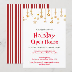 Invitación de vacaciones con ornamentos de Navidad