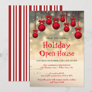 Invitación de vacaciones con ornamentos de Navidad
