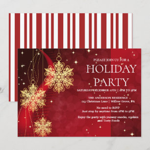 Invitación de vacaciones con ornamentos de Navidad