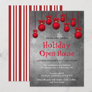 Invitación de vacaciones con ornamentos de Navidad