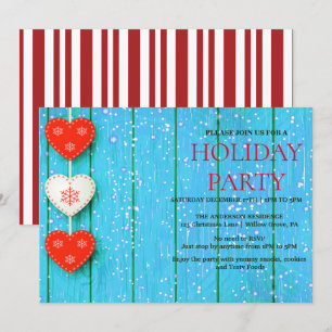 Invitación de vacaciones con ornamentos de Navidad