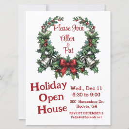 Invitación de vacaciones de Bell Wreath de 6,5" x