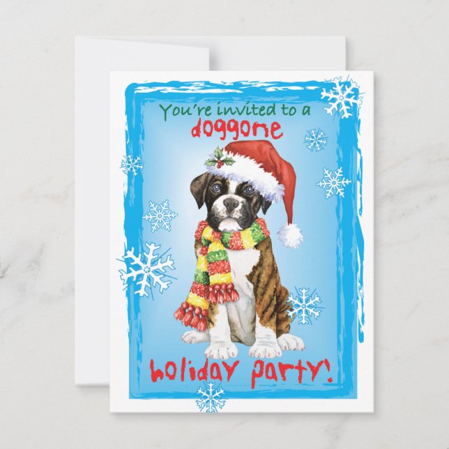 Invitación de vacaciones de Boxer navidades (Anverso)
