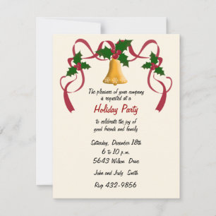 Invitación de vacaciones de campana de oro elegant