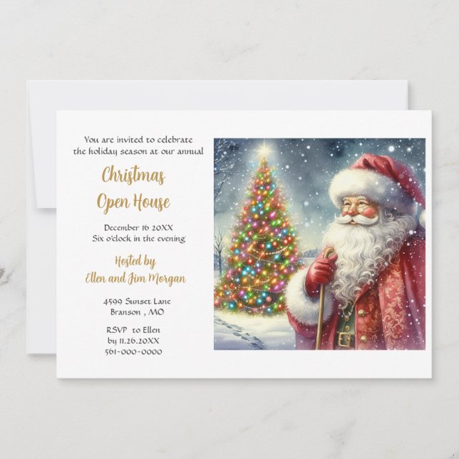 Invitación de vacaciones de casa abierta de Navida (Anverso)