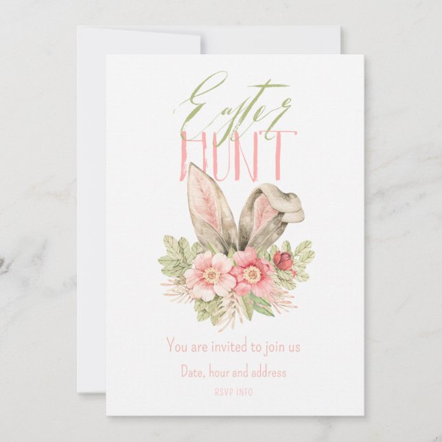 Invitación de vacaciones de caza de Pascua plana (Anverso)