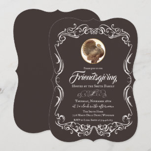 Invitación de vacaciones de Friendsgiving Pavo Vin