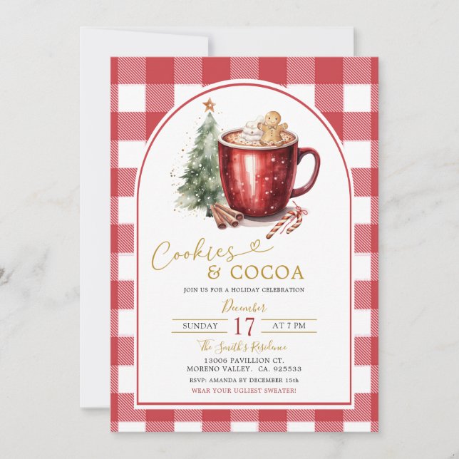 Invitación de vacaciones de galletas de jengibre y (Anverso)