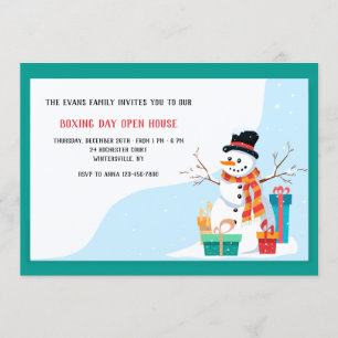 Invitación de vacaciones de hombre de nieve del dí