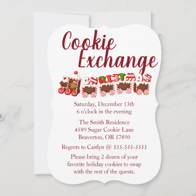 Invitación de vacaciones de intercambio de galleta (Anverso)