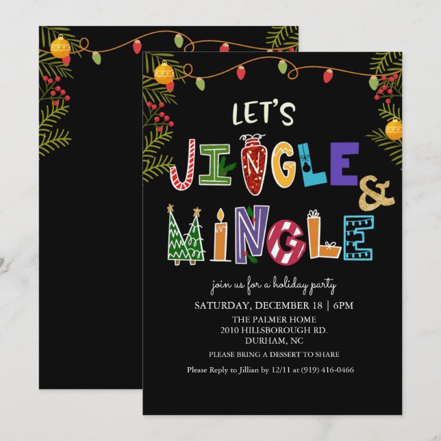 Invitación de vacaciones de jingle y mingle (Anverso / Reverso)