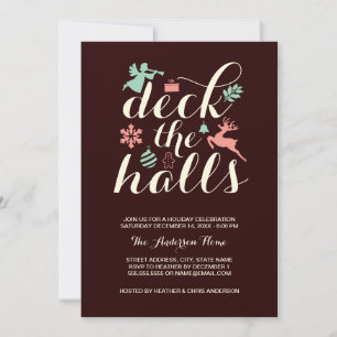 Invitación de vacaciones de Navidad Deck The Halls