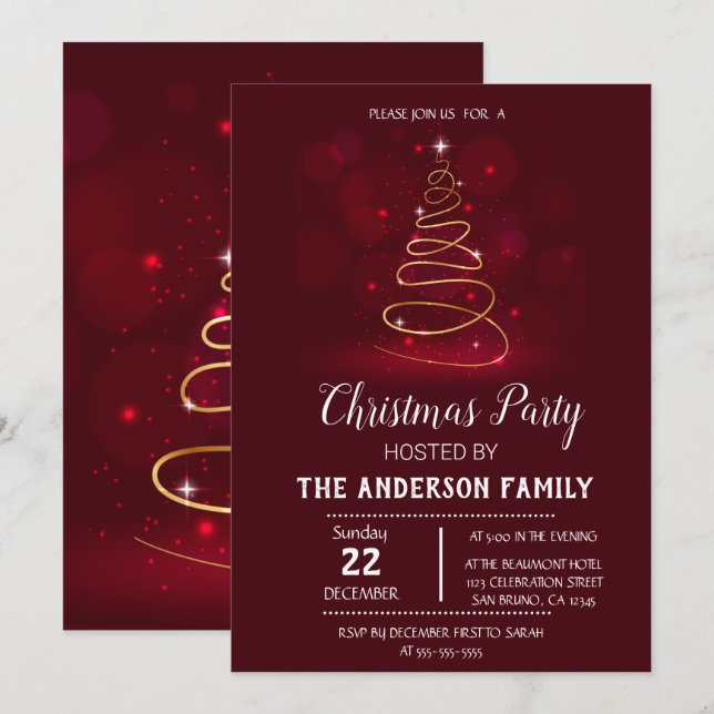 Invitación de vacaciones de Navidad vintage (Anverso / Reverso)