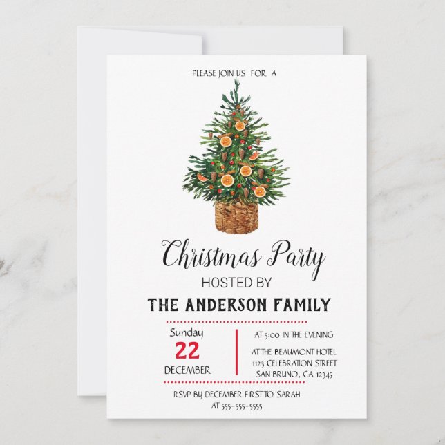 Invitación de vacaciones de Navidad vintage (Anverso)
