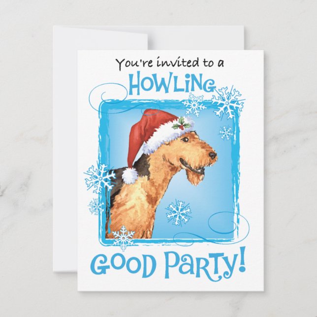 Invitación de vacaciones de navidades Airedale (Anverso)