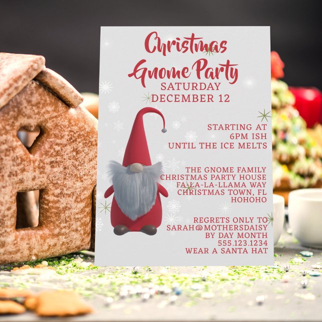 Invitación de vacaciones de Navidades de clase Gno (For your Gnome Party. Just add your details)