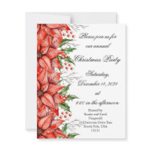 Invitación de vacaciones de navidades Poinsettia