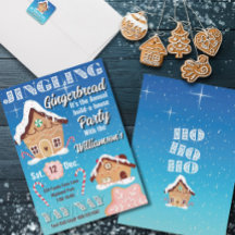 Invitación de vacaciones de pan de jengibre azul t