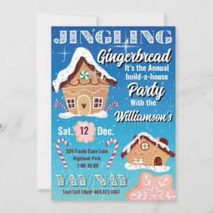 Invitación de vacaciones de pan de jengibre azul t