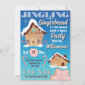 Invitación de vacaciones de pan de jengibre azul t