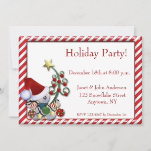 Invitación de vacaciones de Teddy Bear Santa