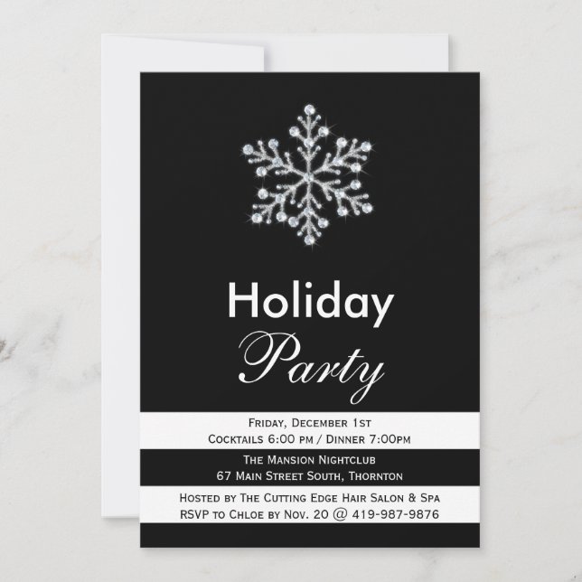 Invitación de vacaciones en blanco y negro espumos (Anverso)