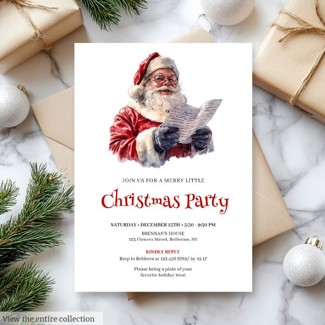 Invitación de vacaciones festivas modernas de Sant (Stylish Santa Modern Festive Holiday Invitation)