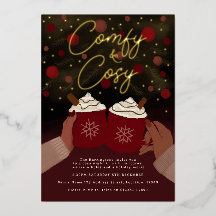 Invitación de vacaciones Gold Burgundy Cosy