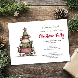 Invitación de vacaciones impresa de árbol de dibuj