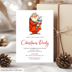 Invitación de vacaciones moderna divertida Santa r