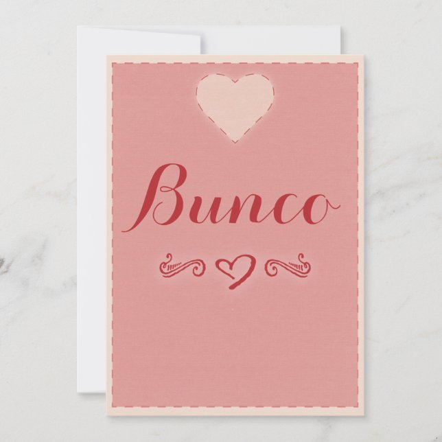 Invitación de Valentine Heart Bunco (Anverso)