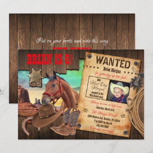 Invitación de vaquero occidental buscado