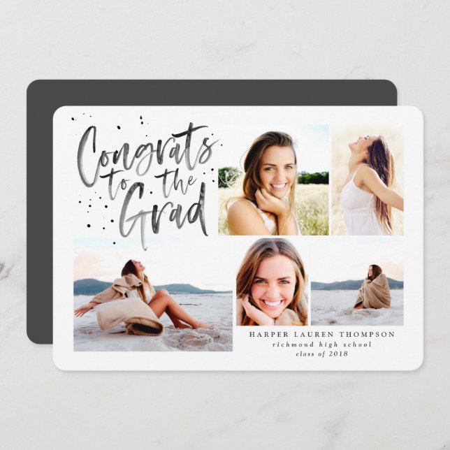 invitación de varias fotos para graduado de la pro (Anverso / Reverso)