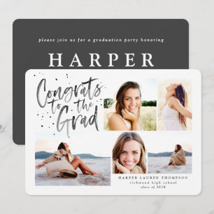 invitación de varias fotos para graduado de la pro