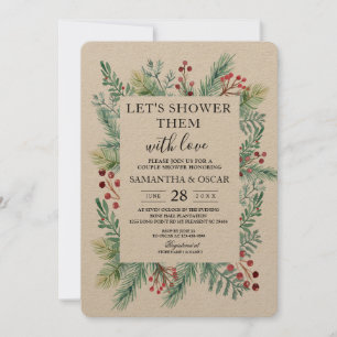 Invitación de vegetación de marco de hoja de invie