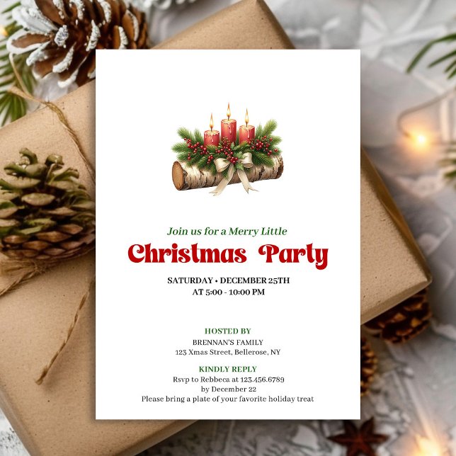 Invitación de velas de Navidad con acuarela modern (Modern Watercolor Christmas Candles Invitation)