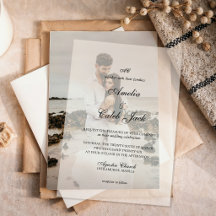 Invitación de Vellum de Boda con Fotografía y Mono
