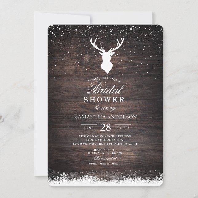 Invitación de venado y serpentín en invierno (Anverso)