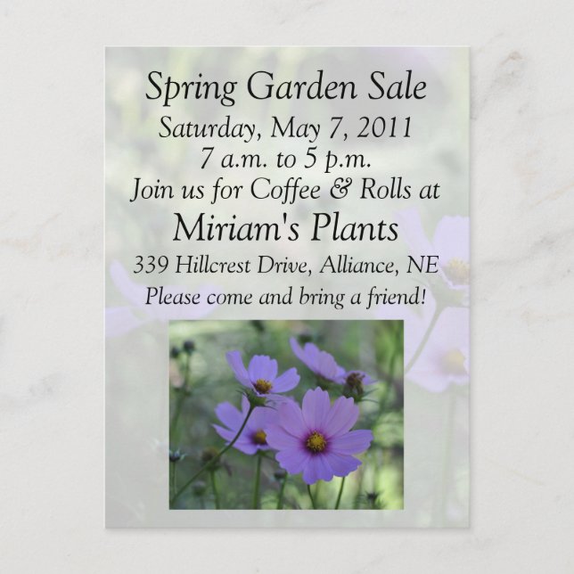 Invitación de Venta de Jardín (Anverso)