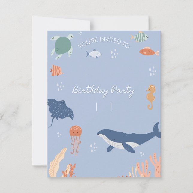 Invitación de verano a la fiesta de cumpleaños de  (Anverso)