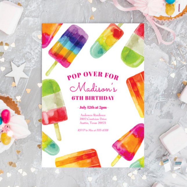 Invitación de verano al cumpleaños de Rainbow Pops (Subido por el creador)