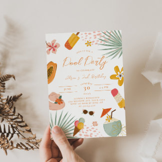 Invitación de verano al Fiesta de la piscina tropi