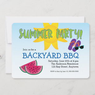 Invitación de verano con sandía y sol