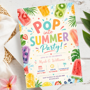 invitación de verano de acuarela Popsicle Fiesta P