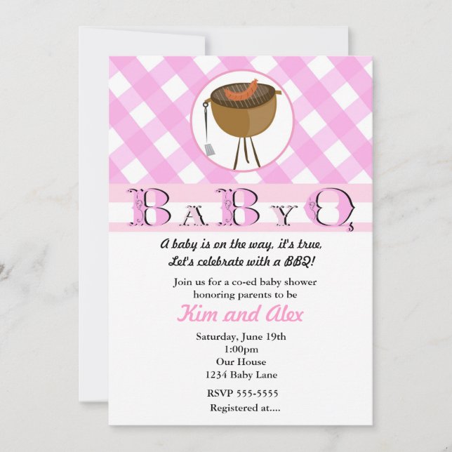 Invitación de verano de BBQ para baby shower de ni (Anverso)