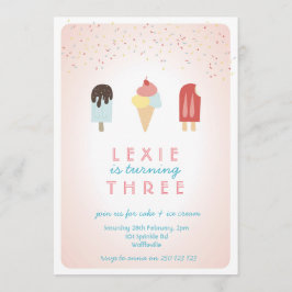 Invitación de verano de helados y pópsicas rosada